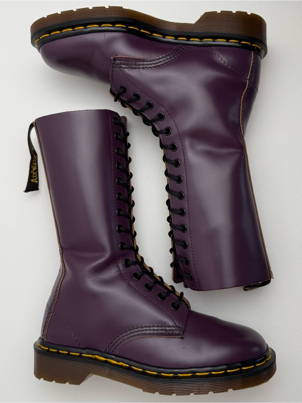 Vintage Dr. Martens 1914 Purple England Leather 14 Eye Boots UK 4